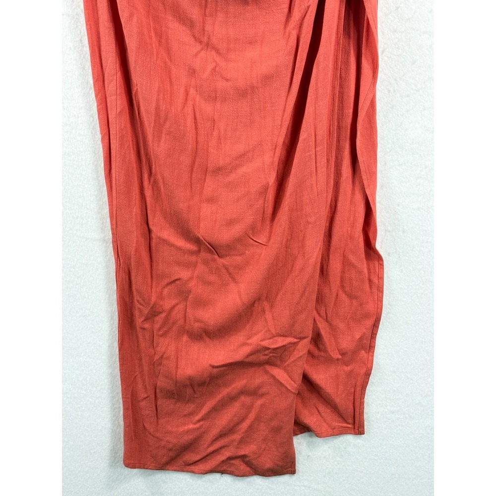 Rumer Halter Maxi Dress Women Large Coral Slit Linen Boho Resort Chic Coastal - Picture 3 of 9